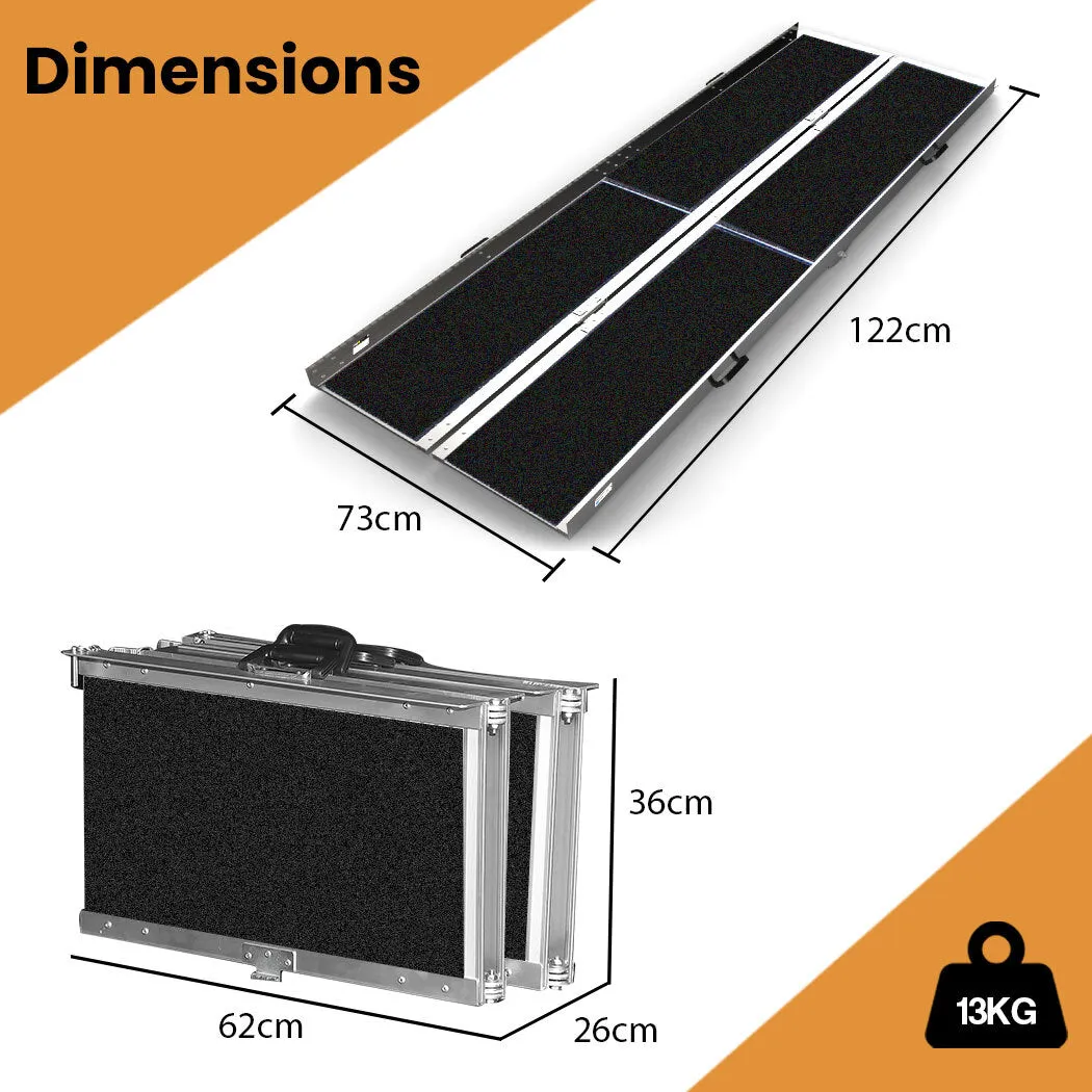 122cm Foldable Wheelchair Ramp, 275kg Capacity, Non-Slip, Equipmed