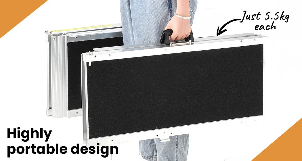 122cm Foldable Wheelchair Ramp, 275kg Capacity, Non-Slip, Equipmed