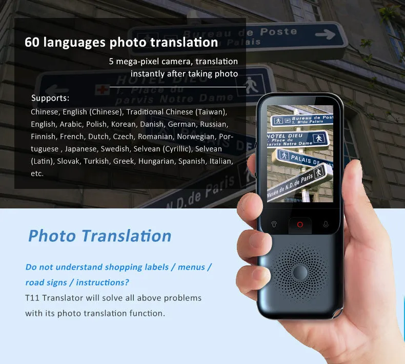 138  Languages Instant Intelligent voice and picture translator