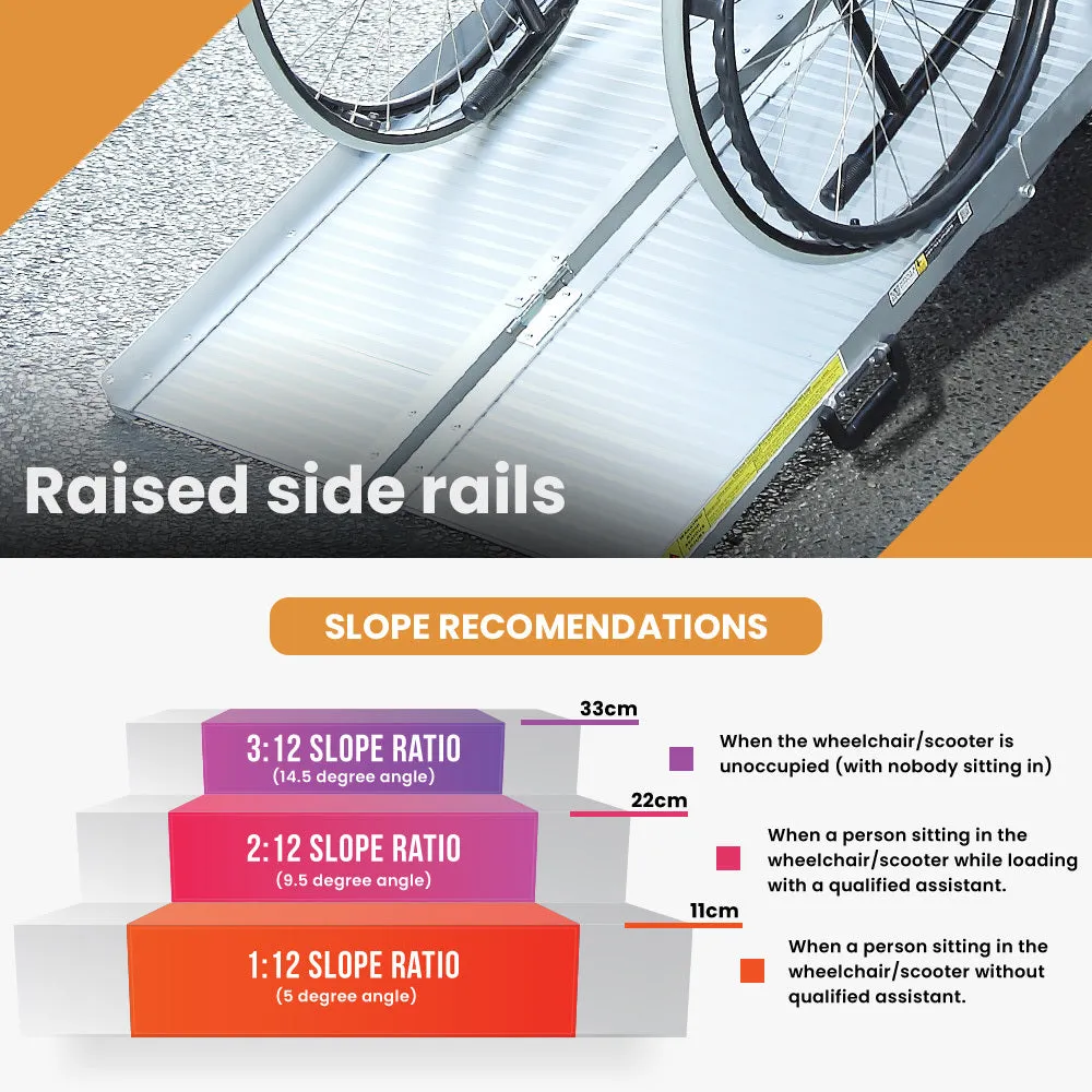 152cm Non-Slip Aluminium Wheelchair Ramp, 272kg, Equipmed