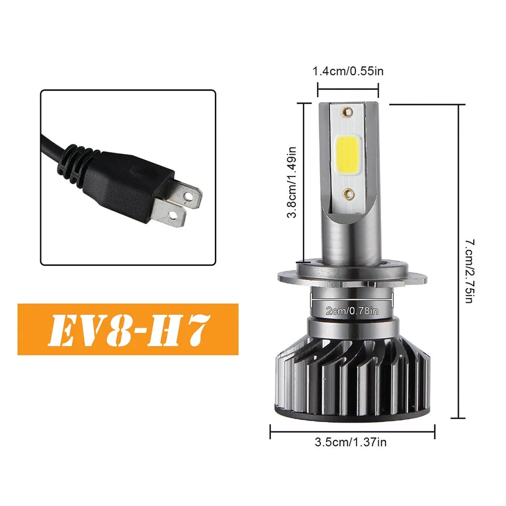 2PCS Mini Car LED Headlight Bulb H1 H7 H8/H9/H11 9005/HB3