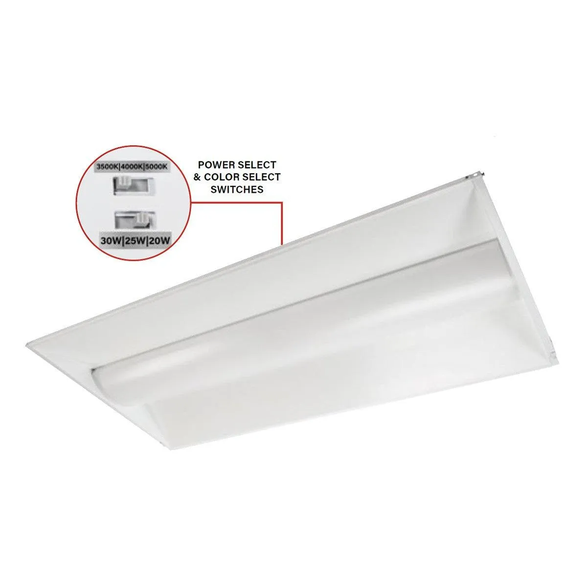 2x4 LED Troffer Retrofit, 45 Watts, 5850 Lumens, 35K/40K/50K, 120-277V, Center Basket