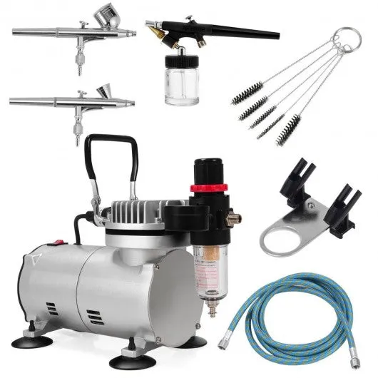 3 Compressor Kit Dual-Action Spray Air Brush Set