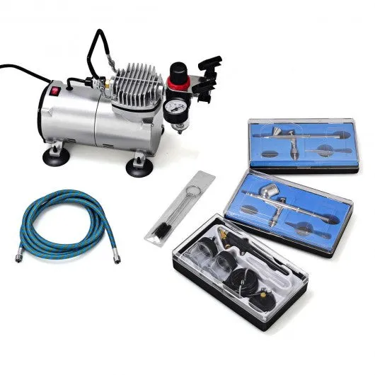 3 Compressor Kit Dual-Action Spray Air Brush Set
