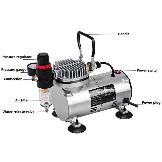 3 Compressor Kit Dual-Action Spray Air Brush Set