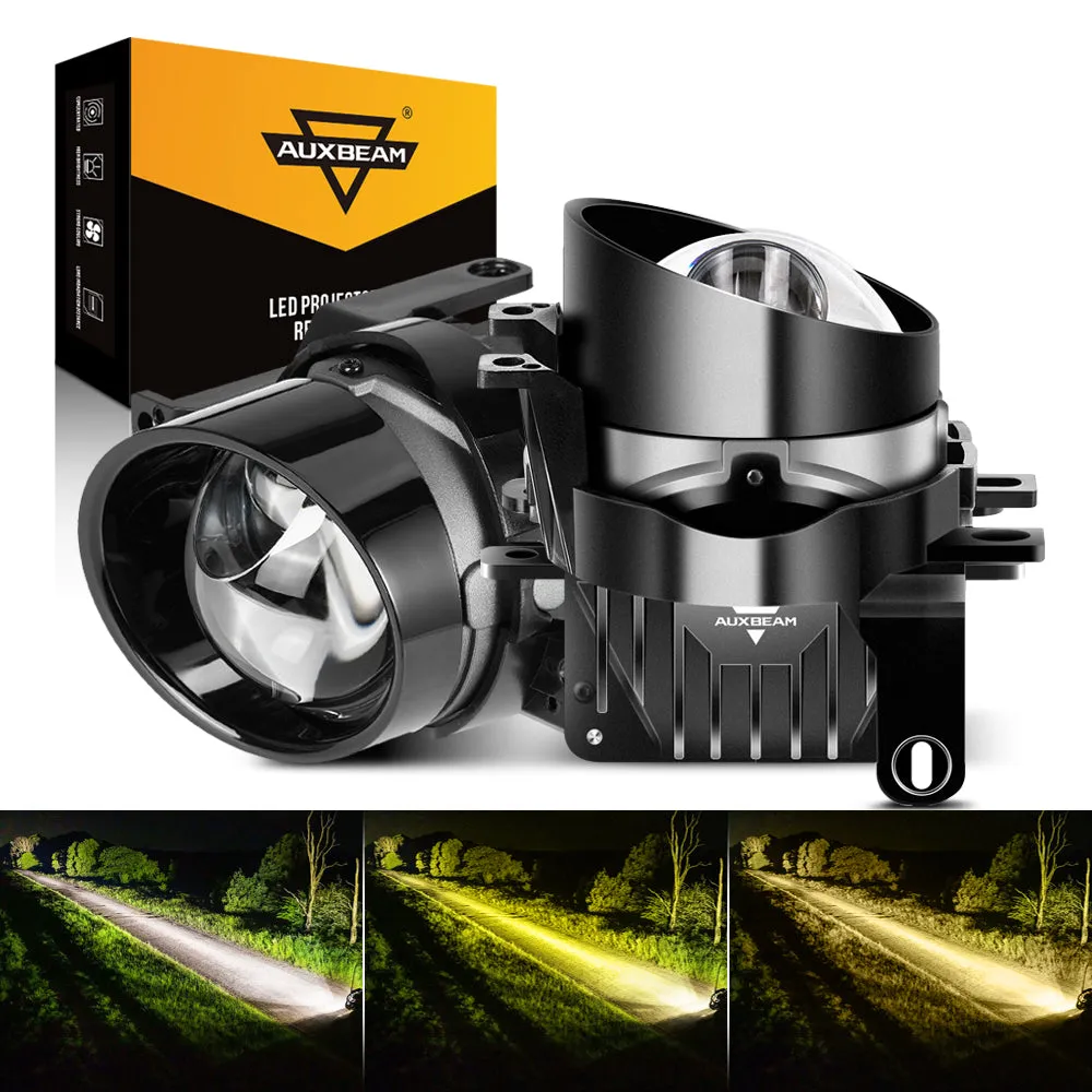 🆕3 Inch 104W Bi-LED Projector Lens Fog Light 3-Colors Switchback Hyperboid Lens Fog Light With High Beam Auxiliary For Toyota/Honda | 2 PCS/Set