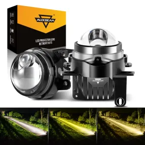 🆕3 Inch 104W Bi-LED Projector Lens Fog Light 3-Colors Switchback Hyperboid Lens Fog Light With High Beam Auxiliary For Toyota/Honda | 2 PCS/Set