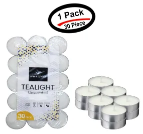 30 PCS Unscented White Tealight Candles 4 Hours Burn Time Dripless Long Lasting