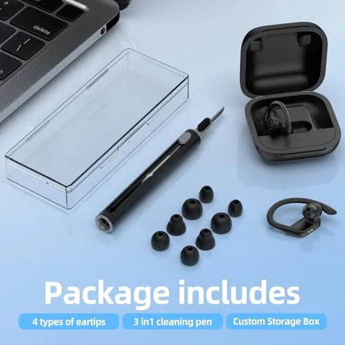 4 Pair Replacement Ear tip for Powerbeats Pro, Beats Earbuds Replacement Tips,Wireless Earphone Headphones, Silicone Earbuds Buds Set with Cleaning kit, Black