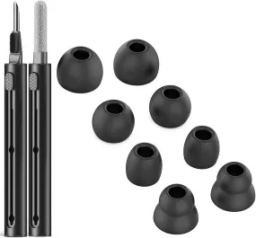 4 Pair Replacement Ear tip for Powerbeats Pro, Beats Earbuds Replacement Tips,Wireless Earphone Headphones, Silicone Earbuds Buds Set with Cleaning kit, Black