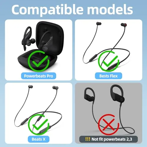 4 Pair Replacement Ear tip for Powerbeats Pro, Beats Earbuds Replacement Tips,Wireless Earphone Headphones, Silicone Earbuds Buds Set with Cleaning kit, Black