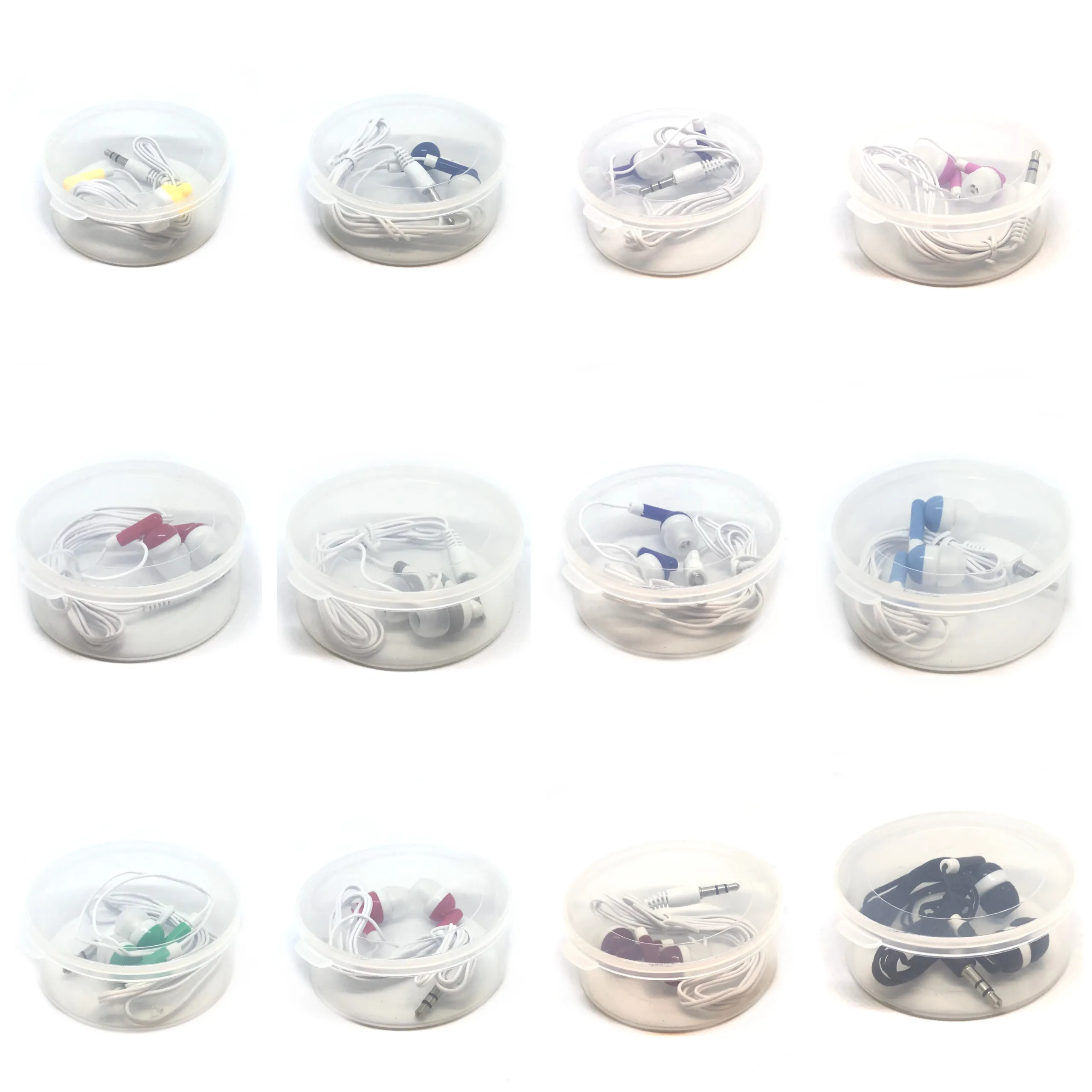 50 Pack Of Earbuds With Hard Shell Case Random Color