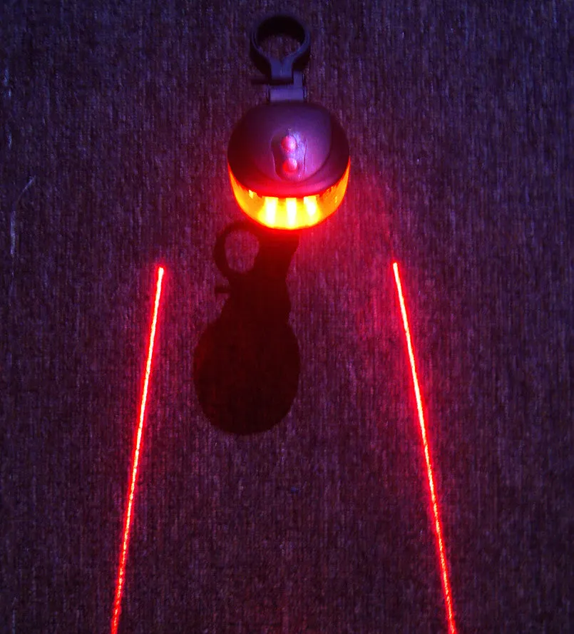 5LED 2 Laser Cycling Bicycle Rear Bike Light 7 Flash Mode Safety Tail Warning Lamp Waterproof