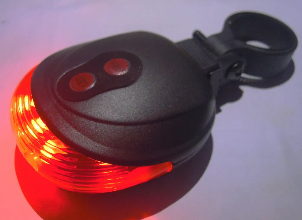5LED 2 Laser Cycling Bicycle Rear Bike Light 7 Flash Mode Safety Tail Warning Lamp Waterproof