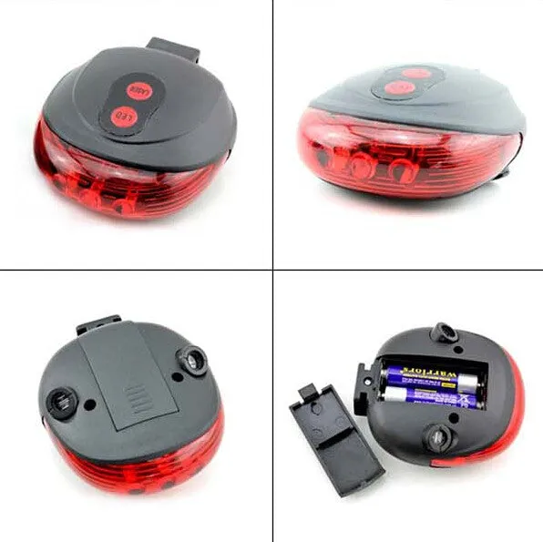 5LED 2 Laser Cycling Bicycle Rear Bike Light 7 Flash Mode Safety Tail Warning Lamp Waterproof
