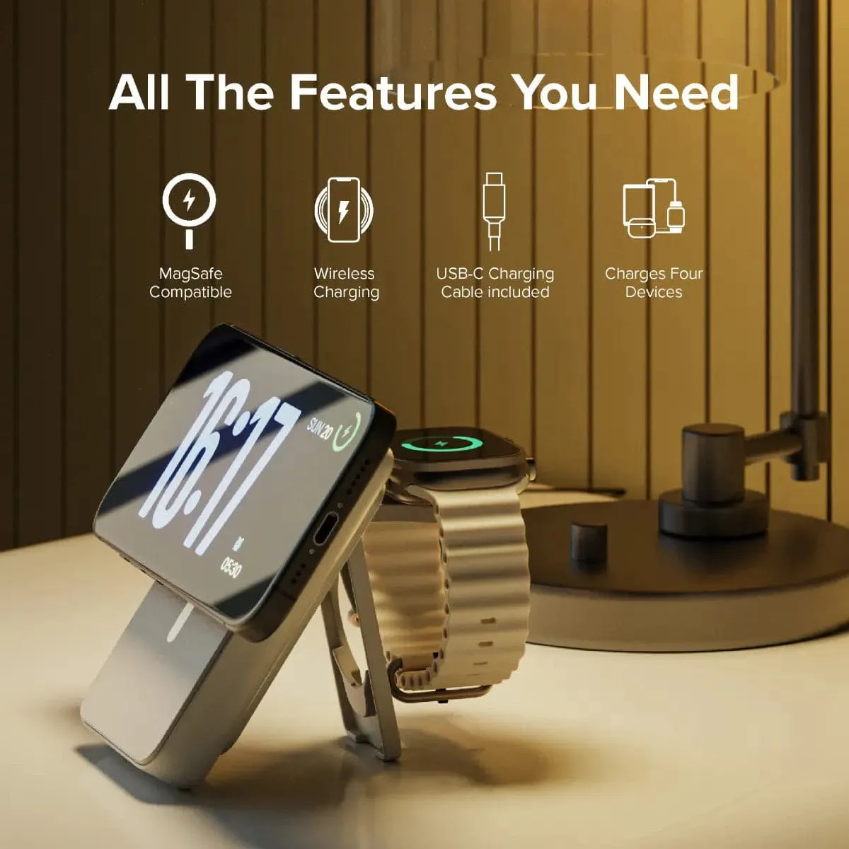 ALOGIC Lift 4-in-1 MagSafe Compatible 10,000mAh Wireless Charging Power Bank