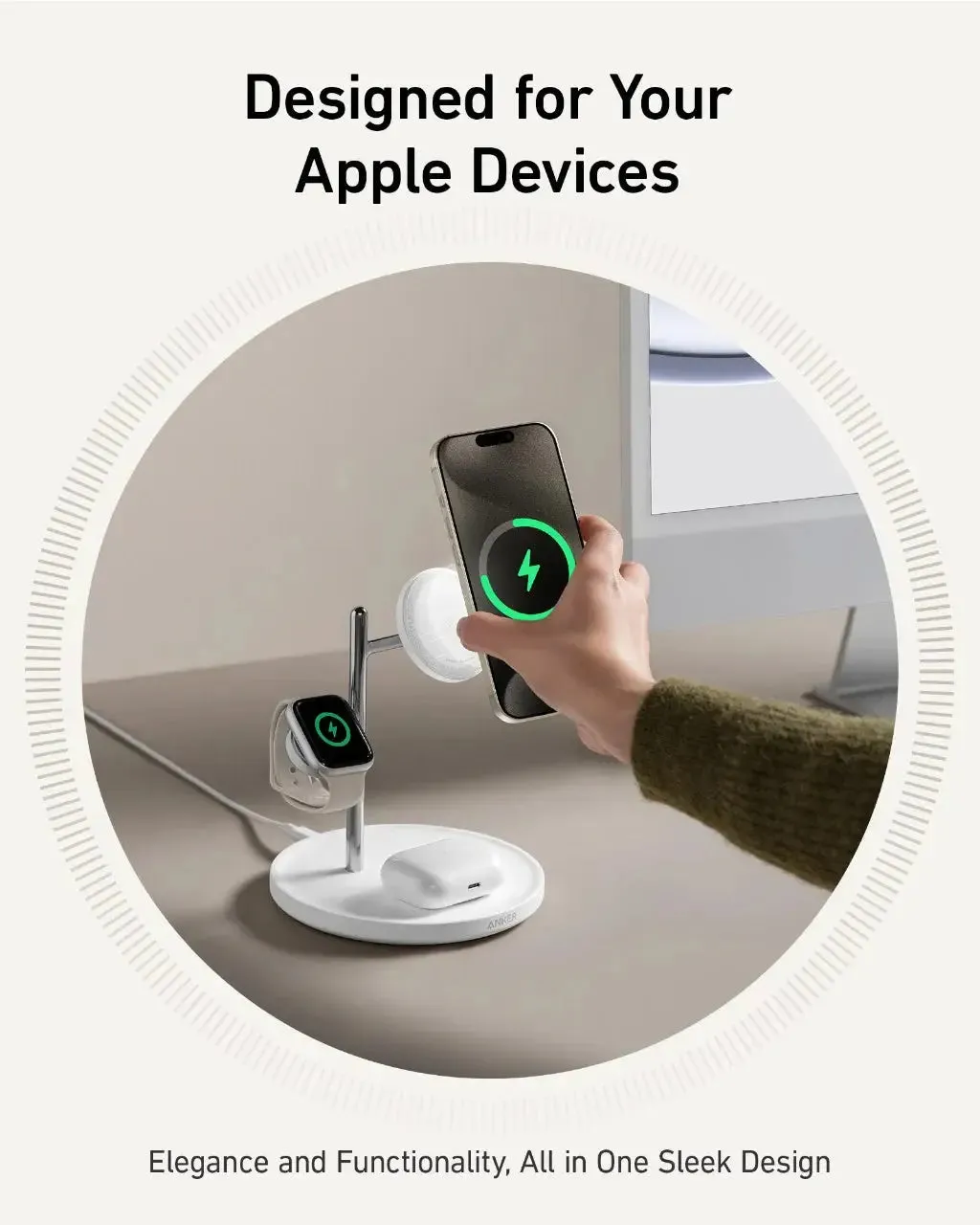 Anker MagGo 15W 3-in-1 Charging Stand Qi2 Certified Wireless Charger B25M3