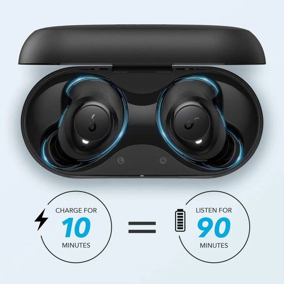 Anker Soundcore Life Dot 2 True Wireless Earbuds, 100 Hour Playtime, 8mm Drivers, Superior Sound, Secure Fit with AirWings, Bluetooth 5, Comfortable Design for Commute, Sports, Jogging