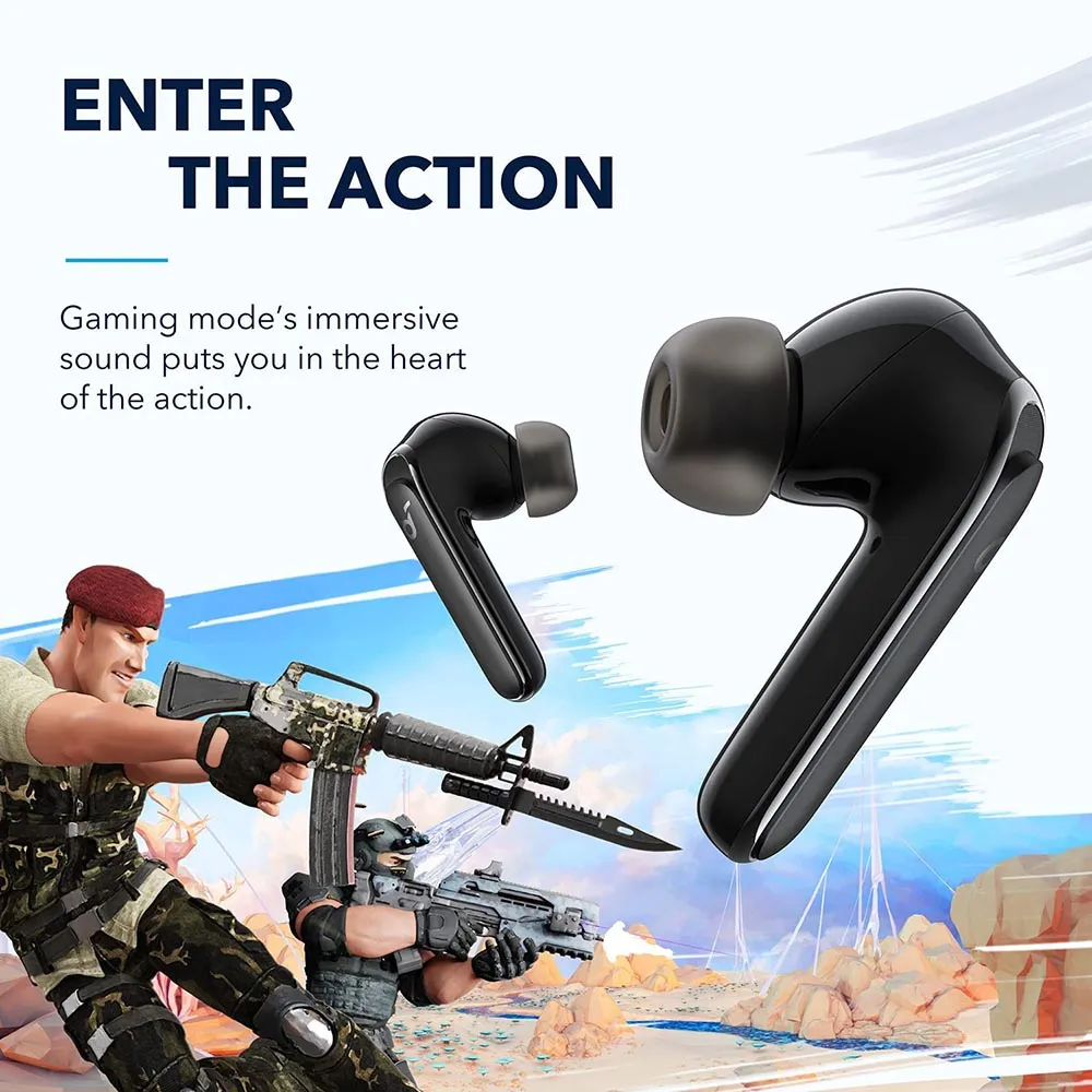 Anker Soundcore Life P3 Noise Cancelling Earbuds, Big Bass, 6 Mics, Clear Calls, Multi Mode Noise Cancelling, Wireless Charging, Soundcore App with Gaming Mode, Sleeping Mode, Find Your Earbuds - Black
