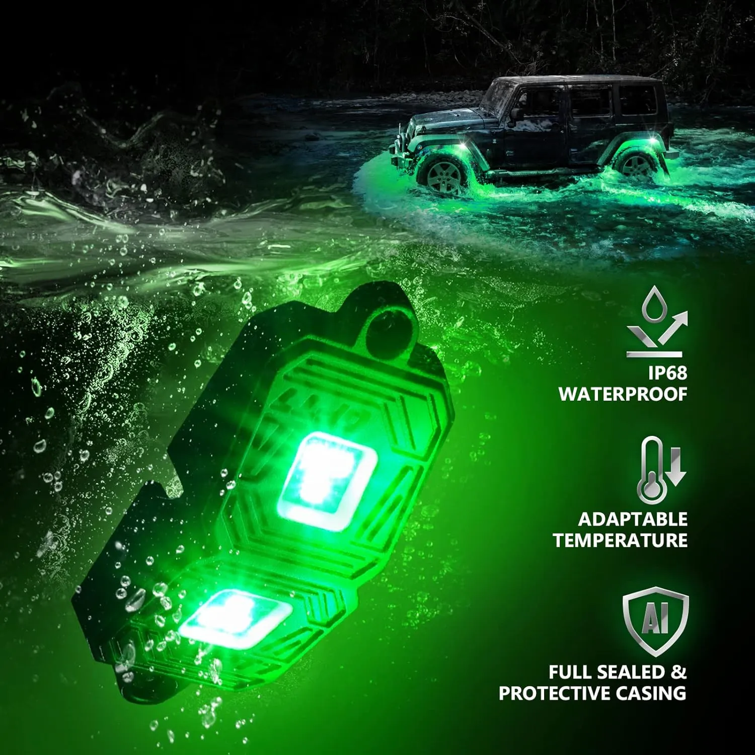 AURA Exterior Pack Bundle (Grille LED Kit - Bluetooth Enabled APP   DreamColor Underglow LED Kit   Photon RGB Rock Light Kit)
