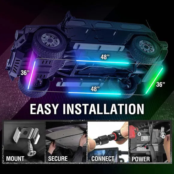 AURA Exterior Pack Bundle (Grille LED Kit - Bluetooth Enabled APP   DreamColor Underglow LED Kit   Photon RGB Rock Light Kit)