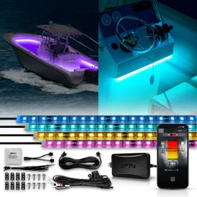 AURA PRO Boat Interior LED Lighting Kit 4 x 24-Inch Multi-Color Strips - Bluetooth Enabled APP Full Color Spectrum