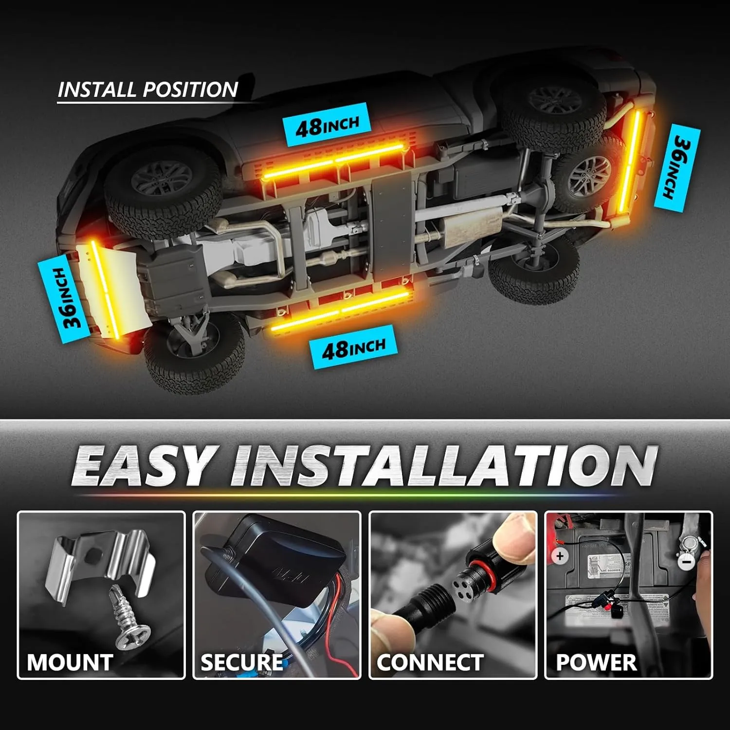 AURA PRO Truck LED Aluminum Underglow Lighting Kit - Bluetooth Enabled APP Full Color Spectrum