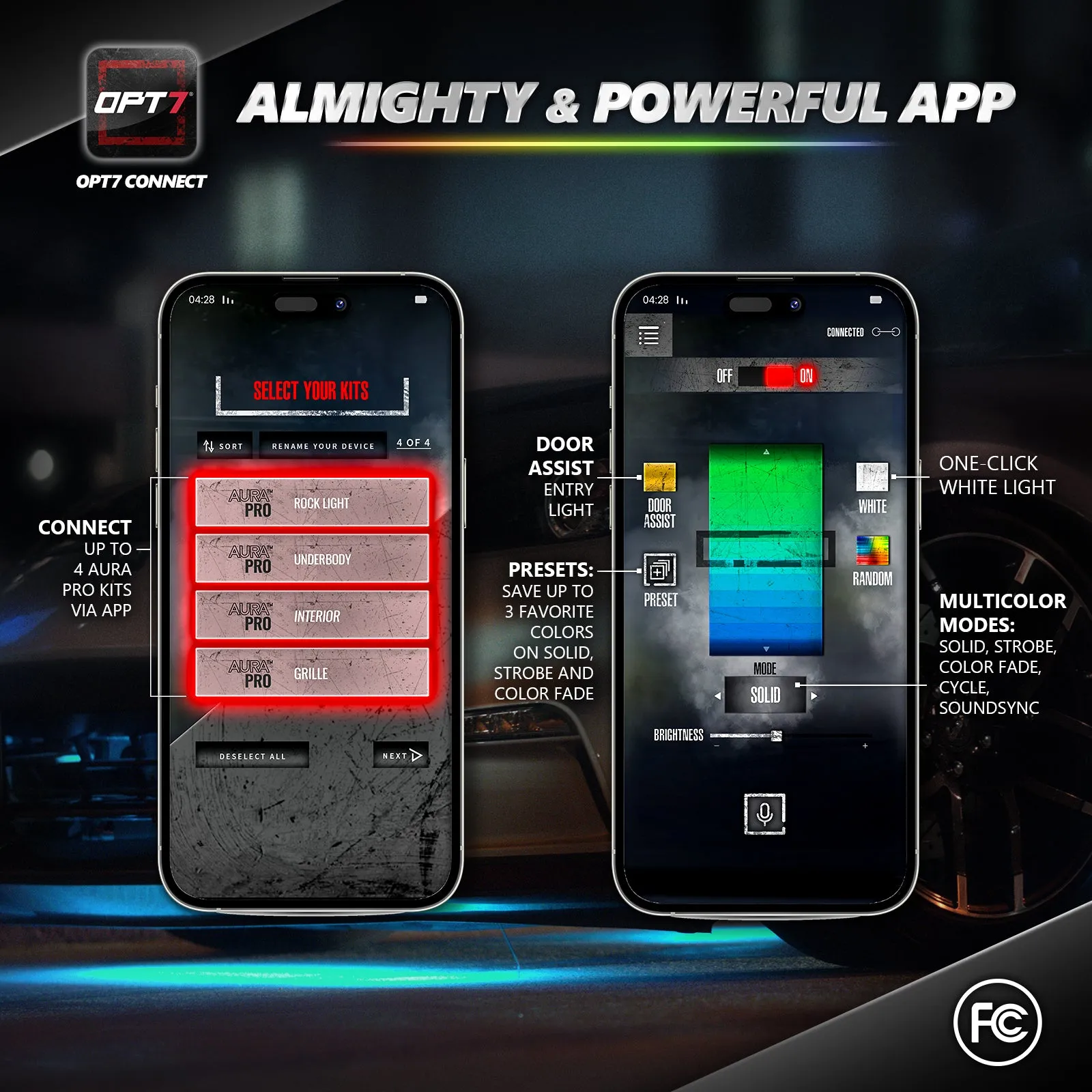 AURA PRO Truck LED Aluminum Underglow Lighting Kit - Bluetooth Enabled APP Full Color Spectrum
