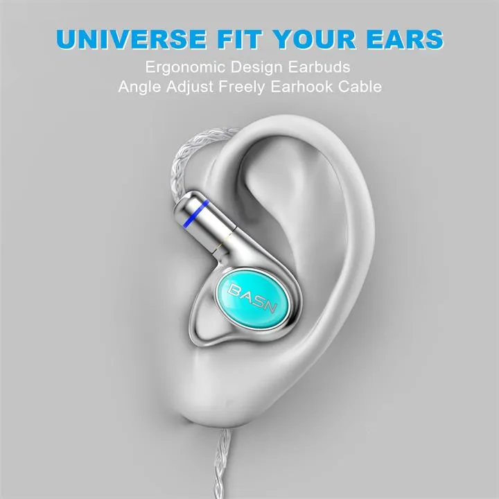 BASN Metalen PRO 4 drivers (2DD 2BA) In-Ear Monitor Headphones (Light Blue)