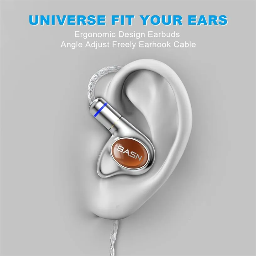 BASN Metalen PRO 4 drivers (2DD 2BA) In-Ear Monitor Headphones (Brown)