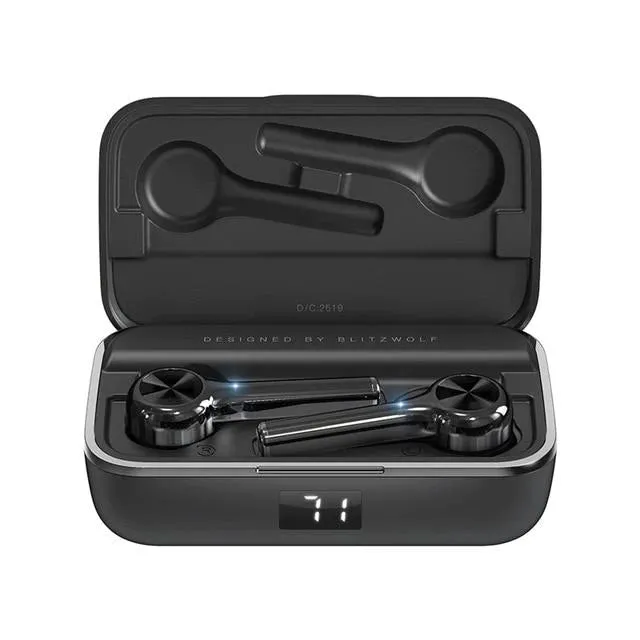 BlitzWolf BW-FYE6 Bluetooth V5.0 In-Ear Earphones | Digital Display Touch Control | Graphene Portable Charger Carry Case for Smartphones