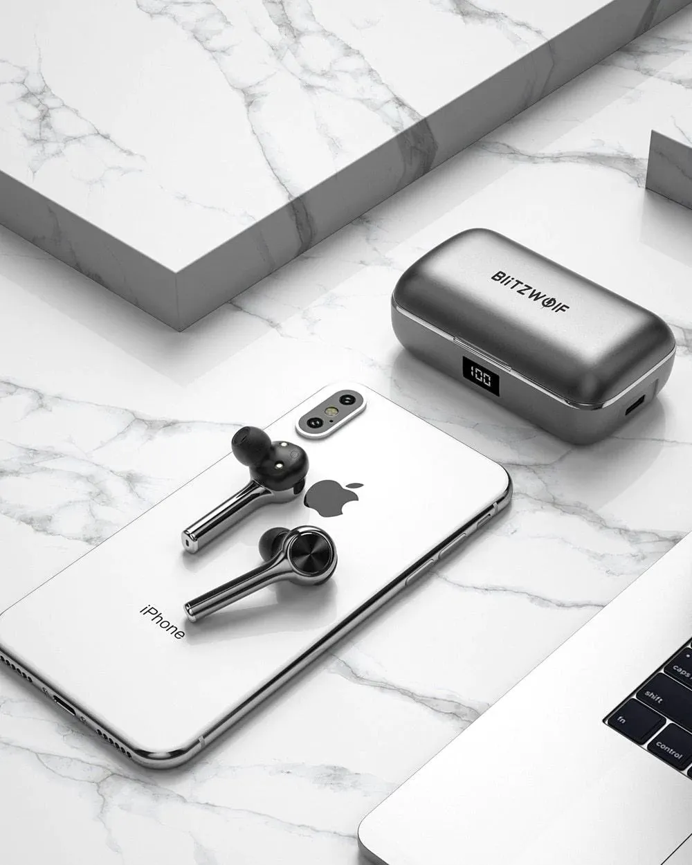 BlitzWolf BW-FYE6 Bluetooth V5.0 In-Ear Earphones | Digital Display Touch Control | Graphene Portable Charger Carry Case for Smartphones