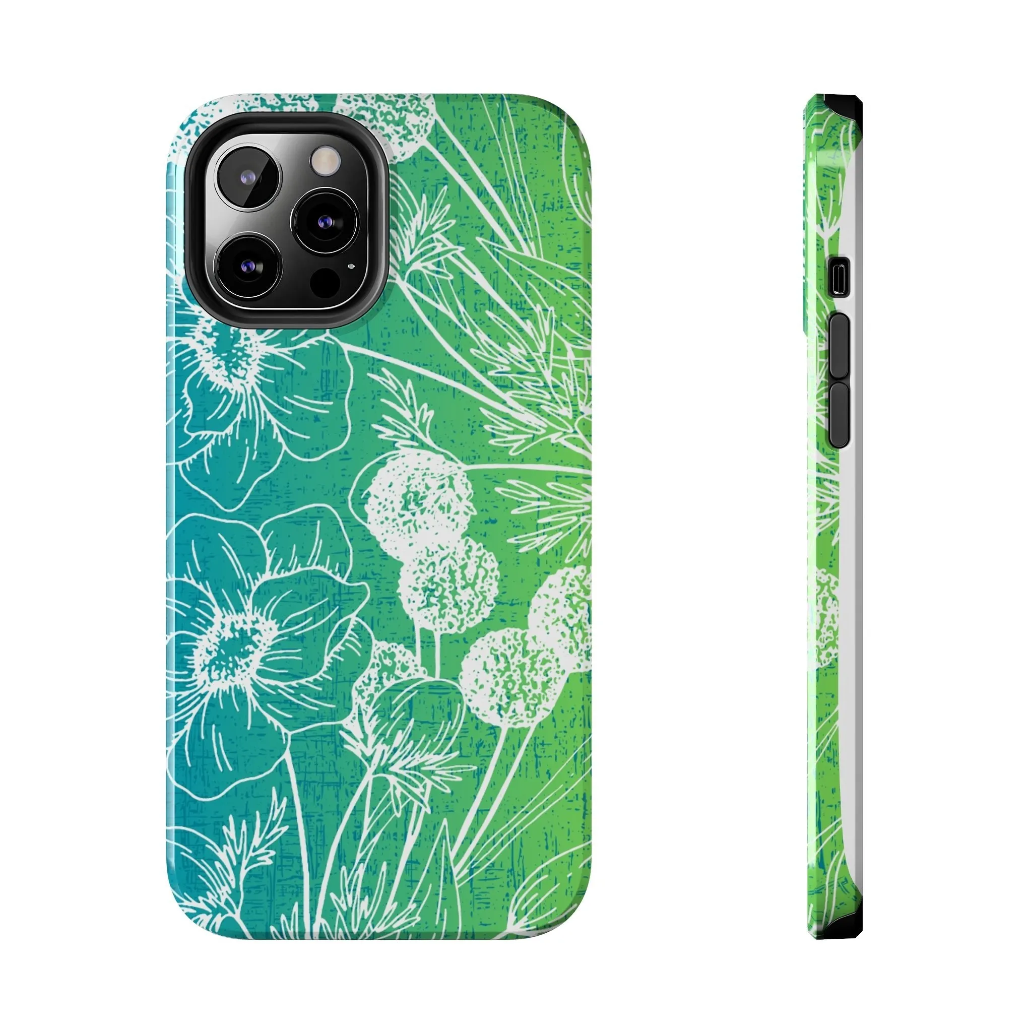 Blue and Green Ombre Floral Cell Phone Cover: Artistic Device Protection