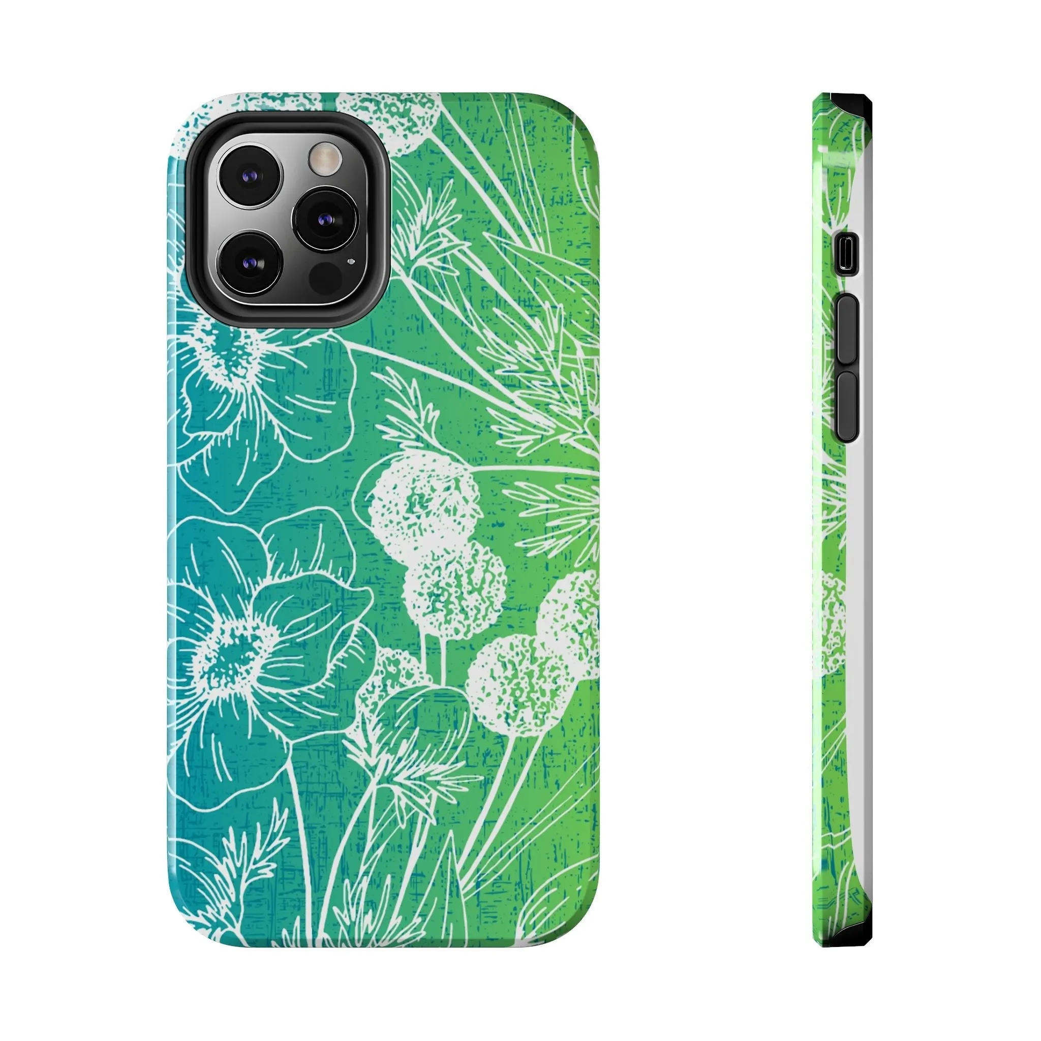 Blue and Green Ombre Floral Cell Phone Cover: Artistic Device Protection