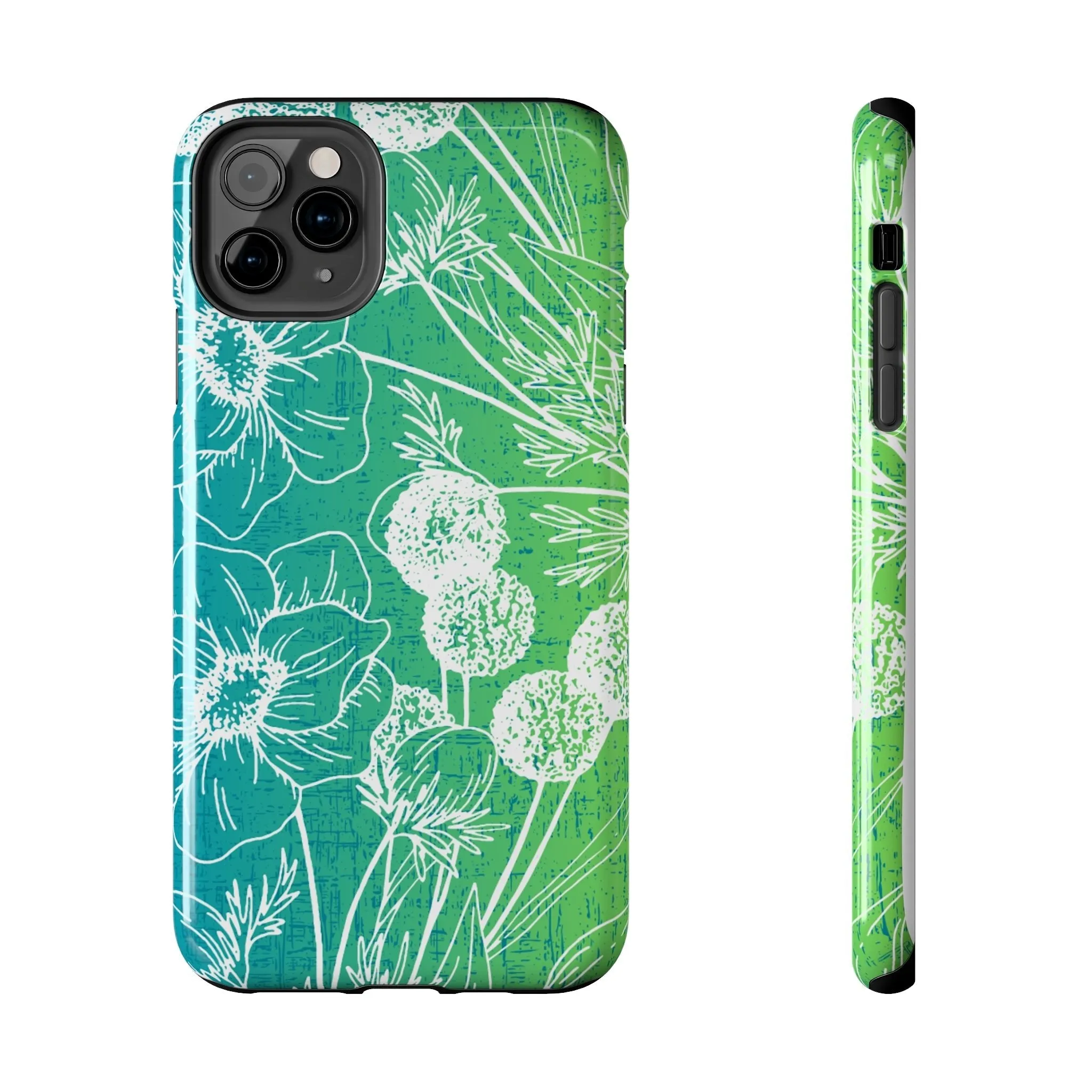 Blue and Green Ombre Floral Cell Phone Cover: Artistic Device Protection