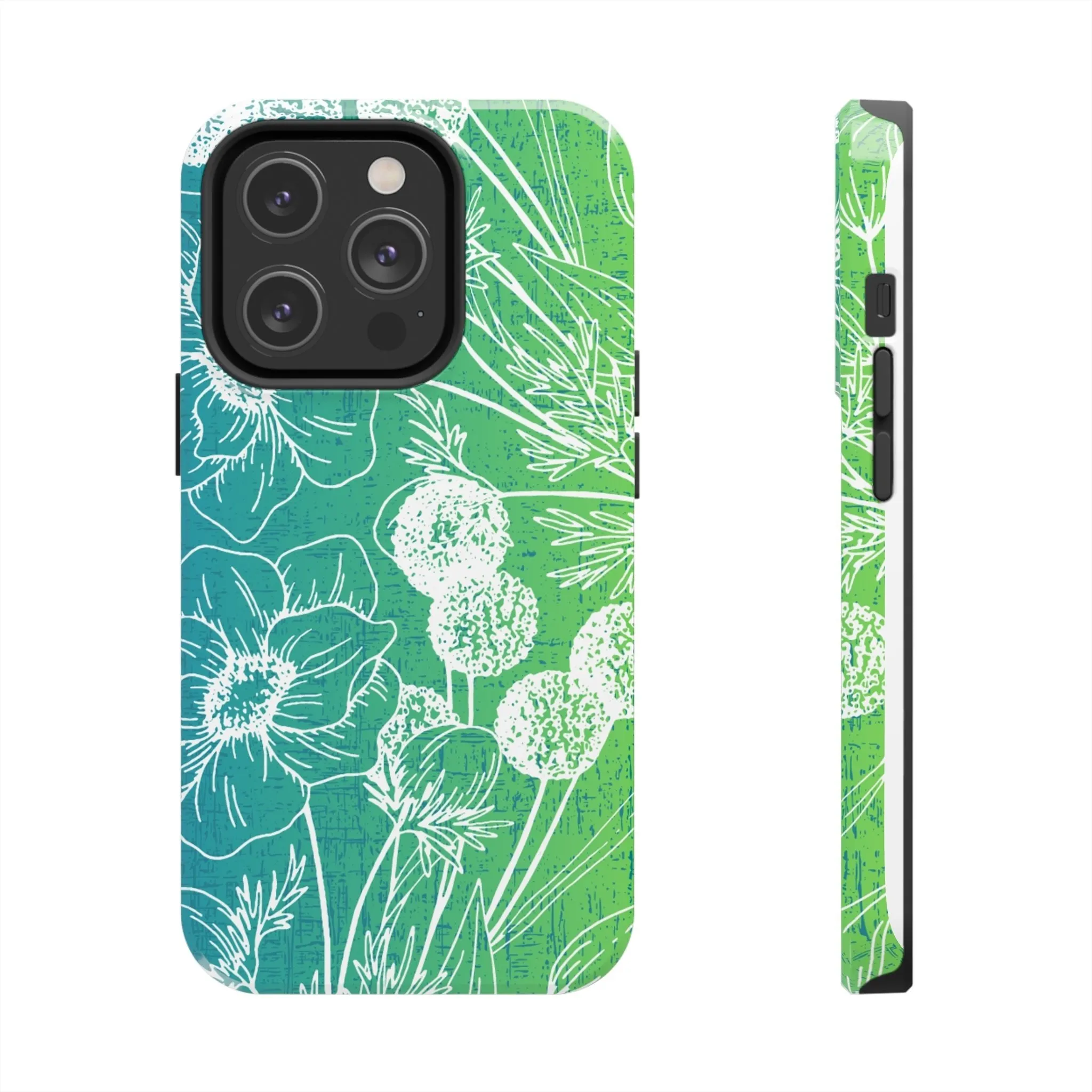 Blue and Green Ombre Floral Cell Phone Cover: Artistic Device Protection
