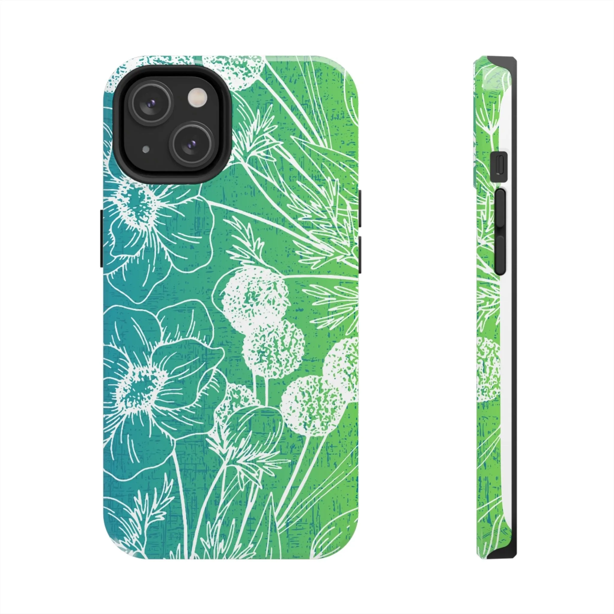 Blue and Green Ombre Floral Cell Phone Cover: Artistic Device Protection
