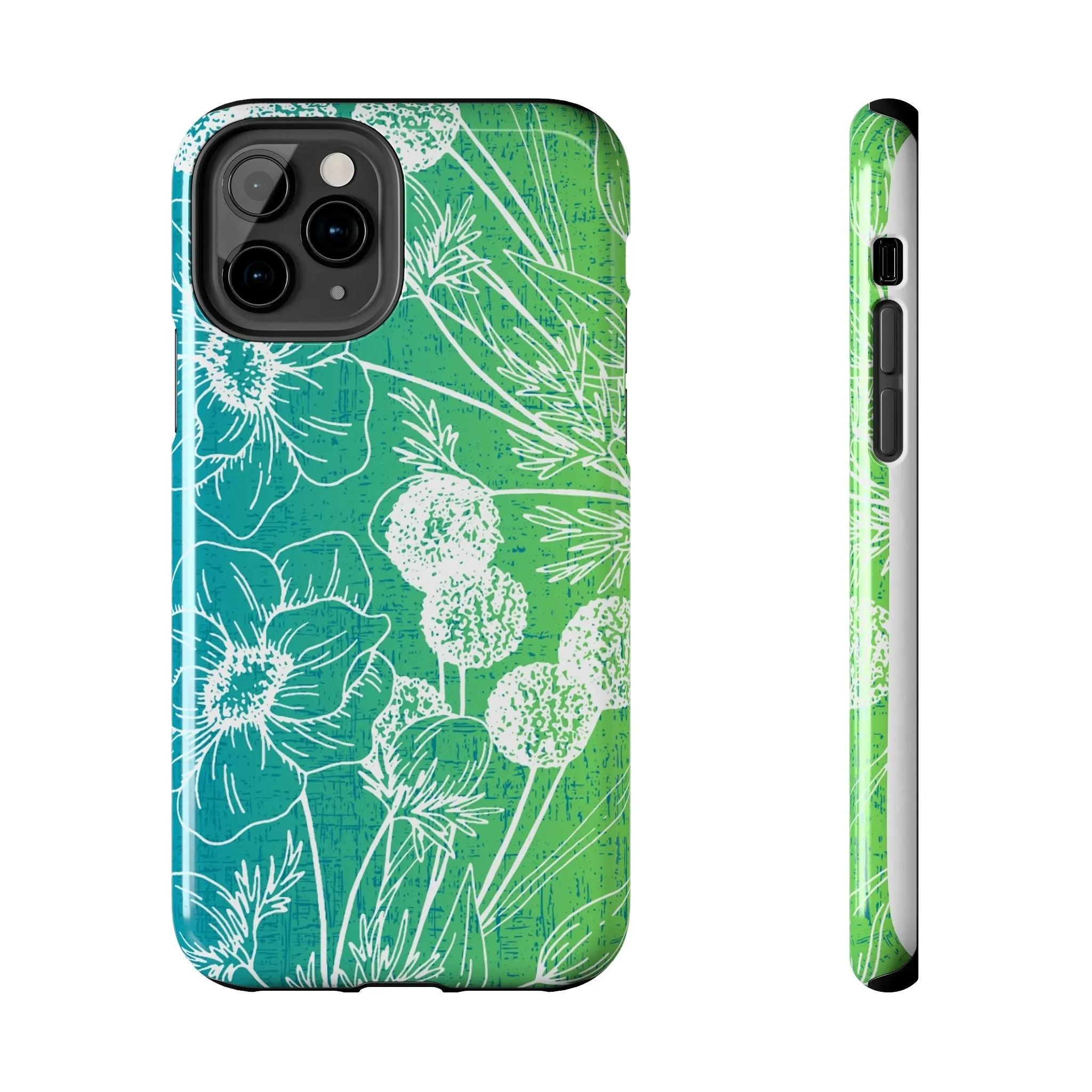 Blue and Green Ombre Floral Cell Phone Cover: Artistic Device Protection