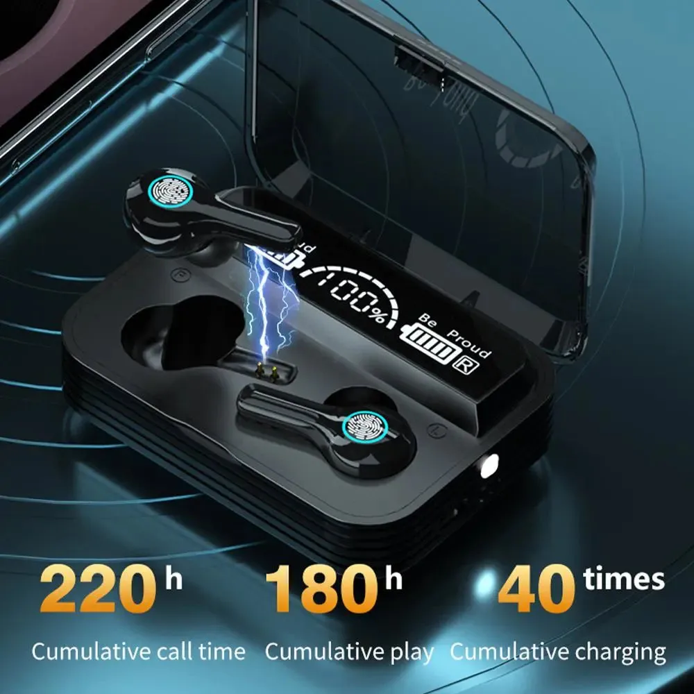 Bluetooth Headset 1200mAh Charging Case LED Power Display Wireless SP