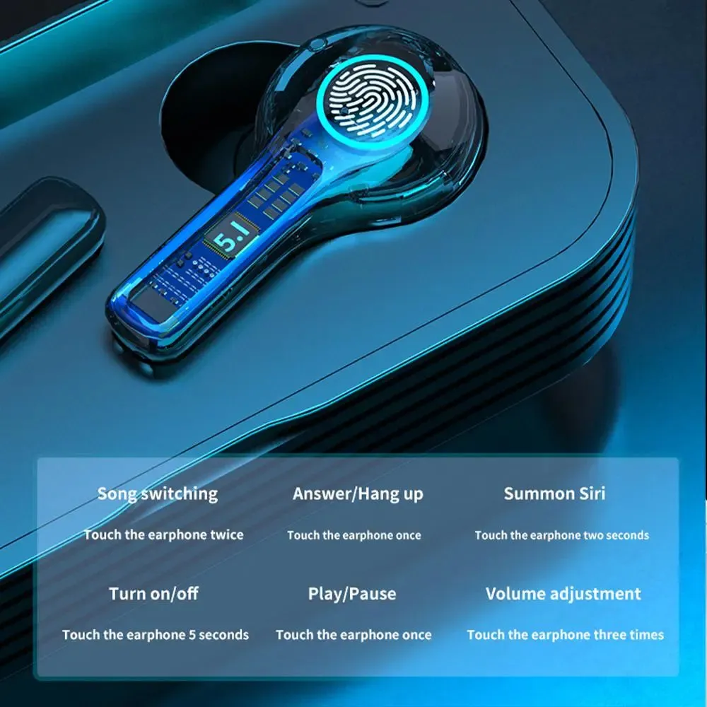 Bluetooth Headset 1200mAh Charging Case LED Power Display Wireless SP