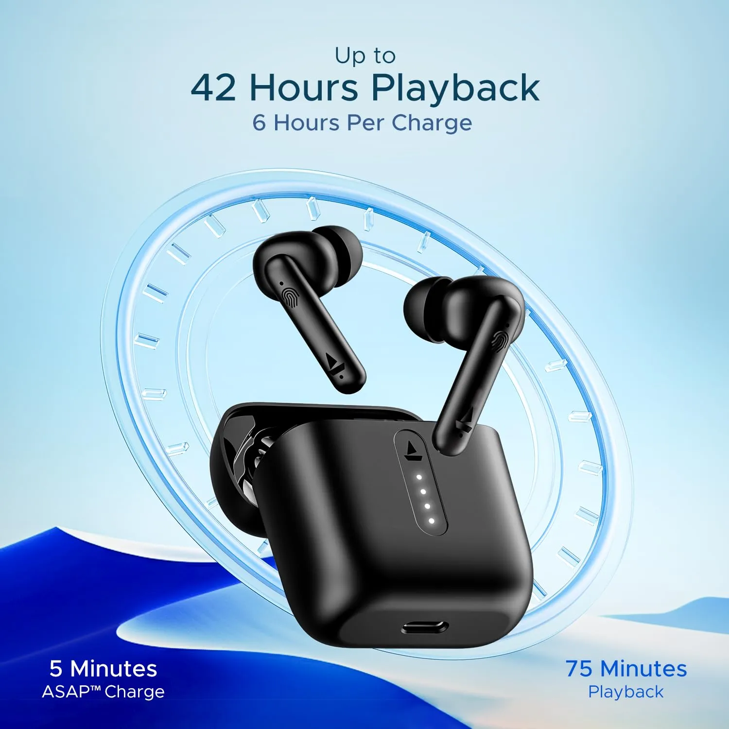 boAt Airdopes 141 Bluetooth Truly Wireless in Ear Ear Buds w/ 42H Playtime,Low Latency Mode for Gaming, ENx Tech, IWP, IPX4 Water Resistance