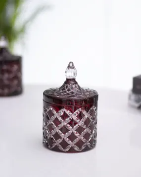 Bohemian Czech Ruby Red Crystal Glass Candy Jar