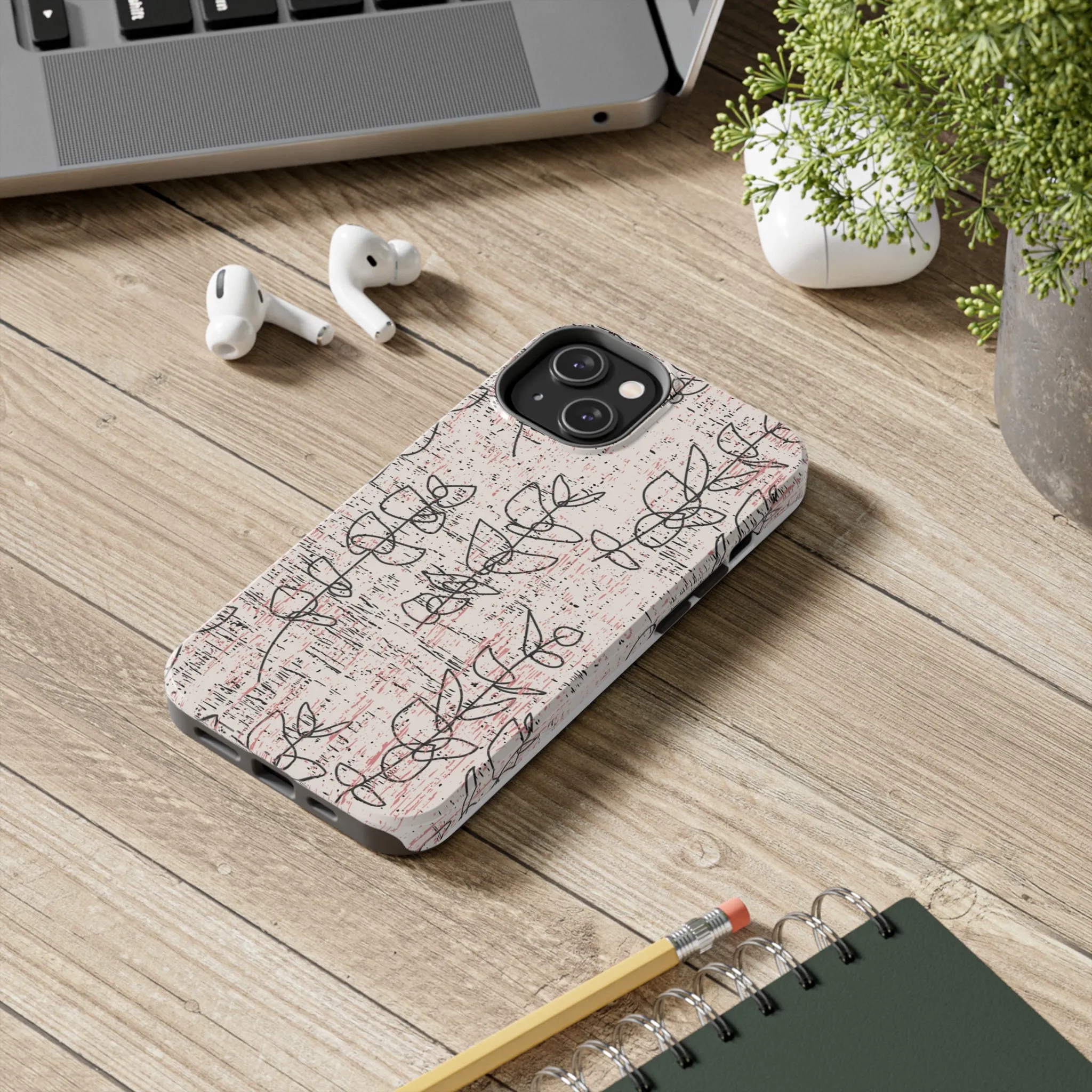 Boho Style Black and White Flowers iPhone Case - Chic and Stylish Floral Design Cover