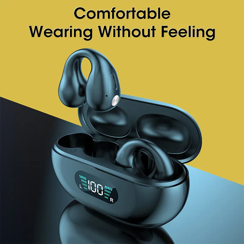 Bone Conduction Headphones TWS Earbuds Ear Clip Bluetooth 5.3 In-Ear Bass HIFI