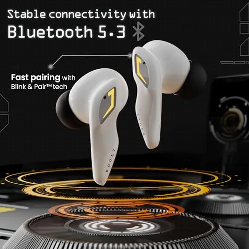Boult Audio UFO Truly Wireless in Ear Earbuds with 48H Playtime, Built-in App Support, 45ms Low Latency Gaming, 4 Mics ENC, Breathing LEDs, 13mm Bass Drivers