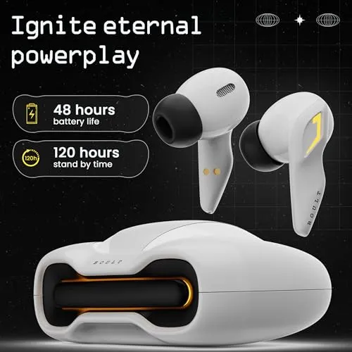 Boult Audio UFO Truly Wireless in Ear Earbuds with 48H Playtime, Built-in App Support, 45ms Low Latency Gaming, 4 Mics ENC, Breathing LEDs, 13mm Bass Drivers
