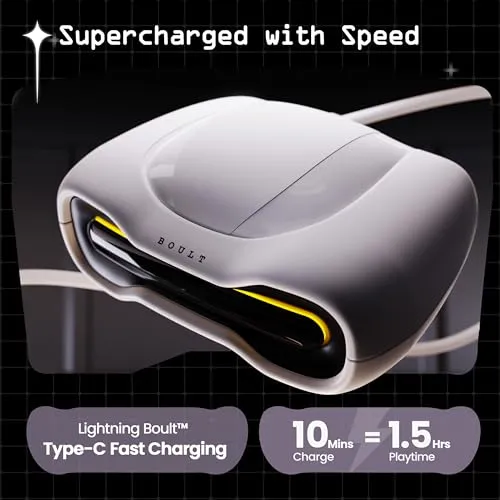 Boult Audio UFO Truly Wireless in Ear Earbuds with 48H Playtime, Built-in App Support, 45ms Low Latency Gaming, 4 Mics ENC, Breathing LEDs, 13mm Bass Drivers