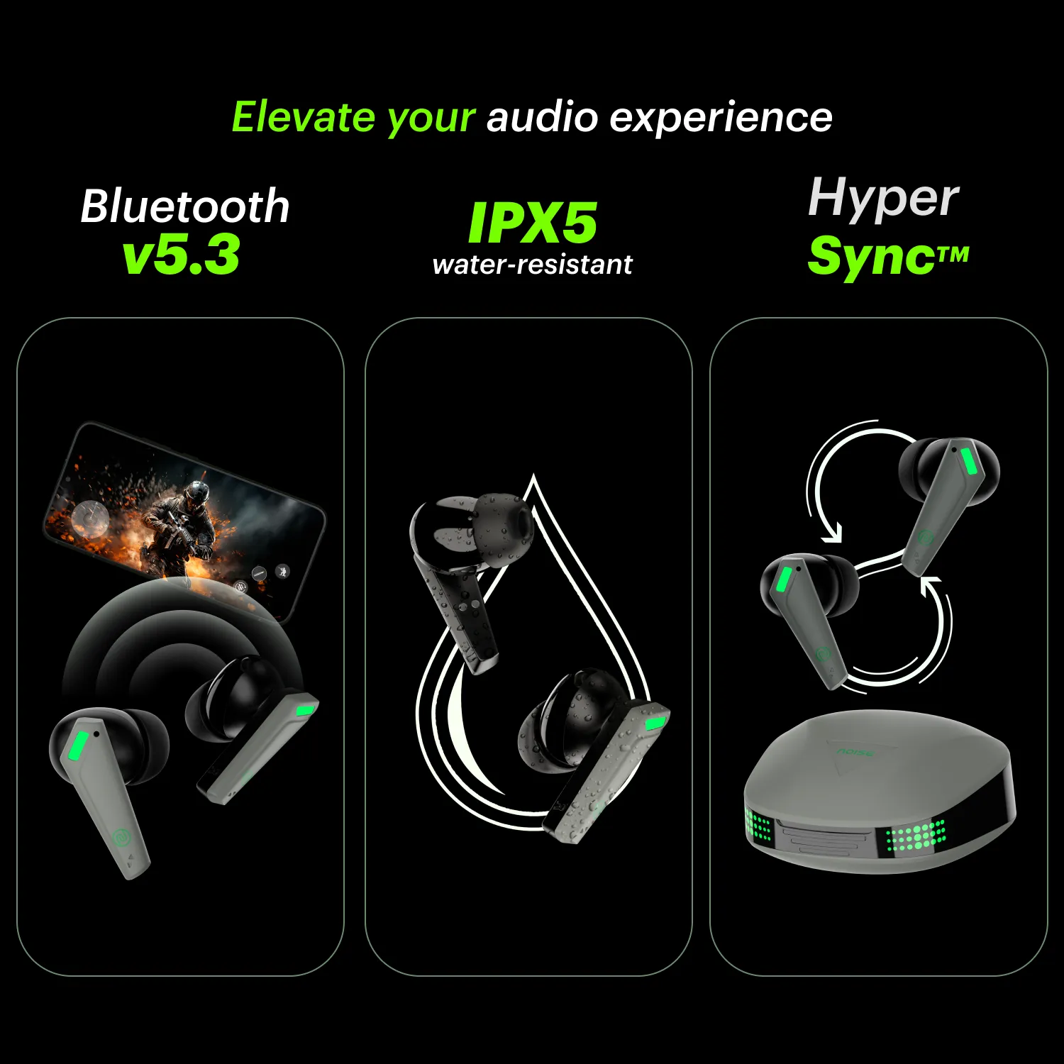 Buds Combat Z In-Ear Truly Wireless Gaming Earbuds with 35ms Low Latency, 50H of Playtime, Instacharge (10 min = 120 min), 10mm Driver,BT v5.3