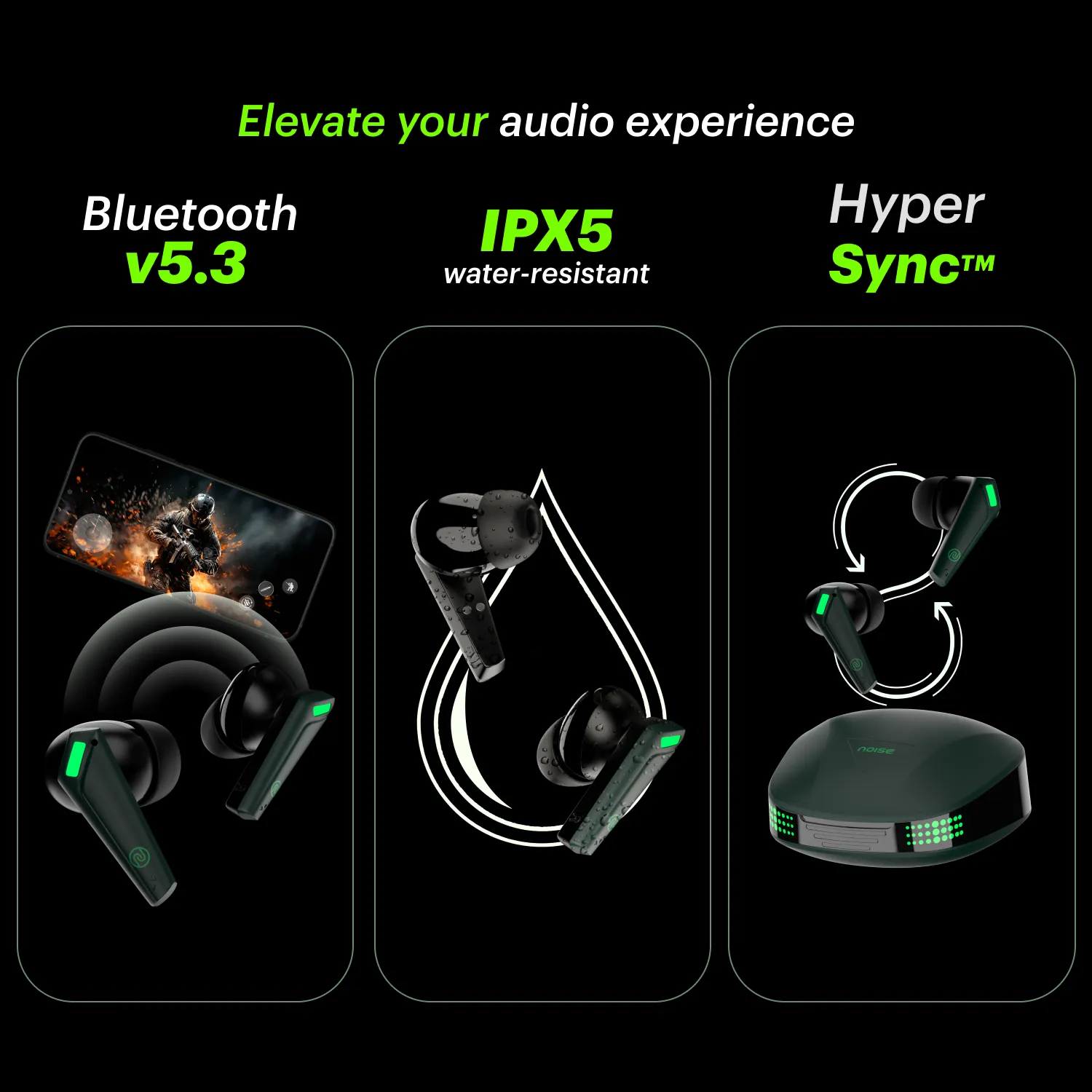 Buds Combat Z In-Ear Truly Wireless Gaming Earbuds with 35ms Low Latency, 50H of Playtime, Instacharge (10 min = 120 min), 10mm Driver,BT v5.3