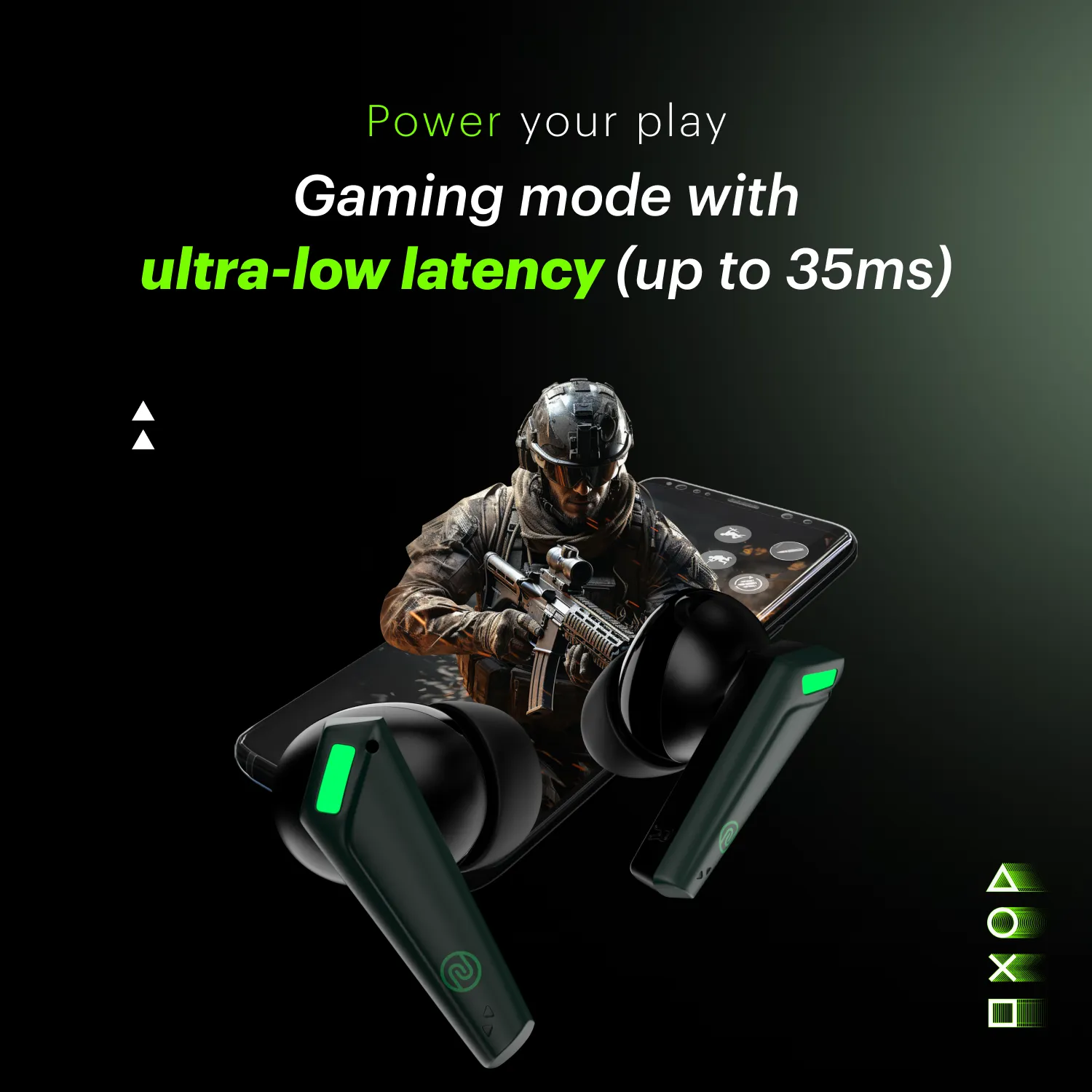 Buds Combat Z In-Ear Truly Wireless Gaming Earbuds with 35ms Low Latency, 50H of Playtime, Instacharge (10 min = 120 min), 10mm Driver,BT v5.3